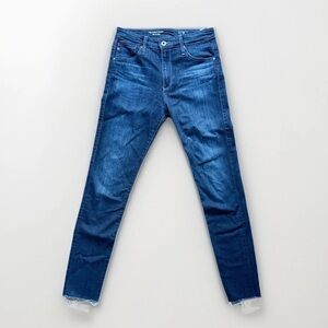 AG Adriano Goldschmied 26R Farrah High Rise Skinny Frayed Hem Dark Wash Jeans